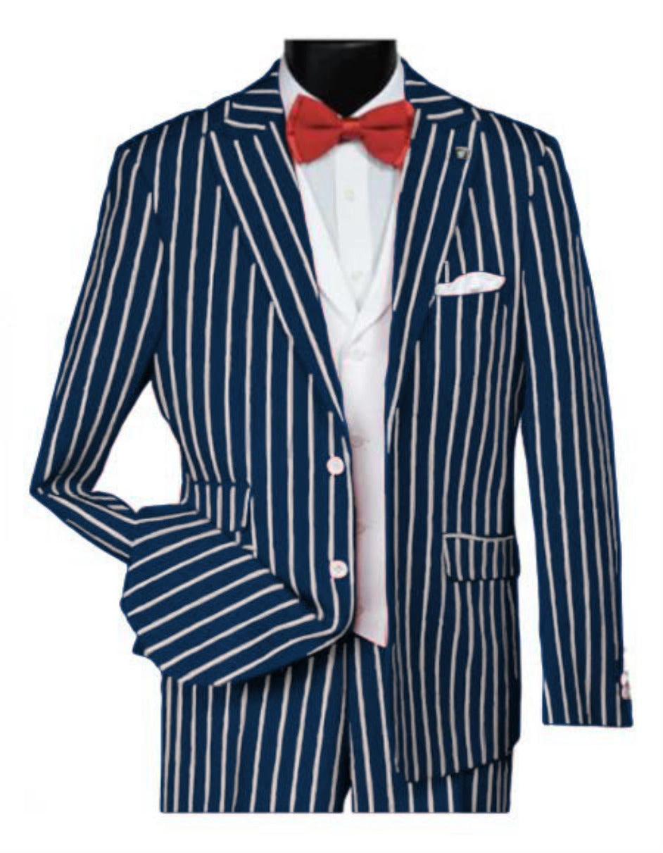 Costume Gangster Années 20: L'Élégance Navy Pinstripe Qui Tue! Style Vintage Assuré.